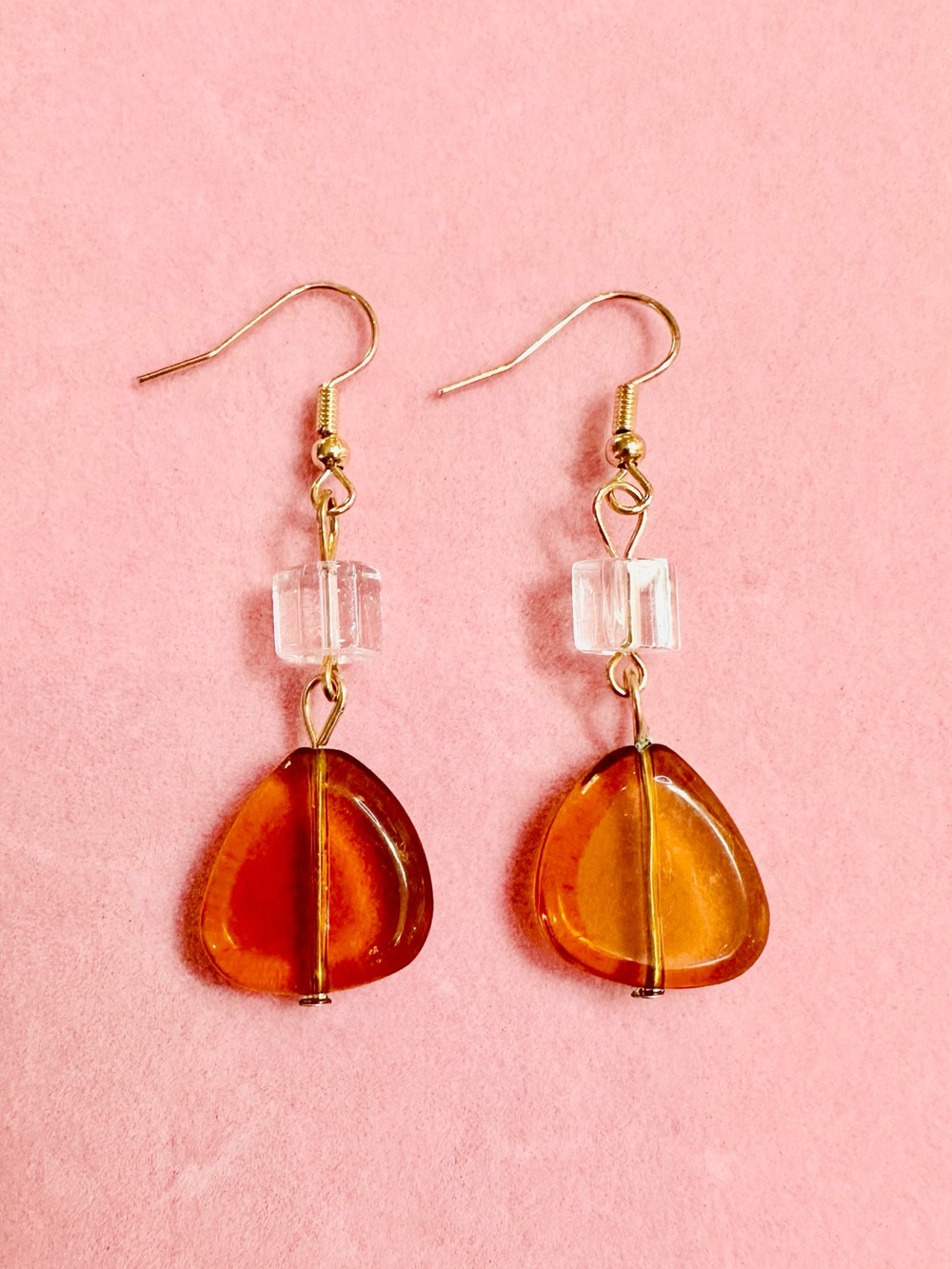 Amber Orange Drop Earrings